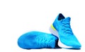 Blue runnung or sport shoes on isolated white background