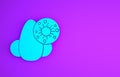 Blue Runny nose and virus icon isolated on purple background. Rhinitis symptoms, treatment. Nose and sneezing. Nasal