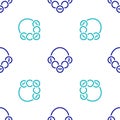 Blue Russian bagels on a rope icon isolated seamless pattern on white background. Vector Royalty Free Stock Photo