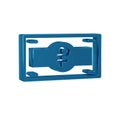 Blue Russian ruble banknote icon isolated on transparent background.