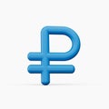 Blue Russian ruble currency symbol icon 3d illsutration