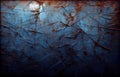 Blue rusted metal backround, distressed grunge background. Old metallic iron panel