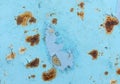 Blue rusty metal sheet with peeling paint Royalty Free Stock Photo