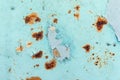 Blue rusty metal sheet with peeling paint Royalty Free Stock Photo