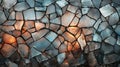 Blue and rusty old broken glass pieces of random shape with light reflection, glass pieces as a glass texture Royalty Free Stock Photo