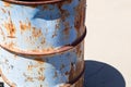 Blue rusty steel drum