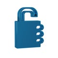 Blue Safe combination lock icon isolated on transparent background. Combination padlock. Security, safety, protection