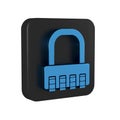 Blue Safe combination lock icon isolated on transparent background. Combination padlock. Security, safety, protection