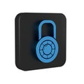 Blue Safe combination lock wheel icon isolated on transparent background. Combination padlock. Security, safety