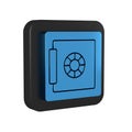 Blue Safe icon isolated on transparent background. The door safe a bank vault with a combination lock. Reliable Data Royalty Free Stock Photo