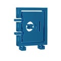 Blue Safe icon isolated on transparent background. The door safe a bank vault with a combination lock. Reliable Data