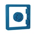 Blue Safe icon isolated on transparent background. The door safe a bank vault with a combination lock. Reliable Data