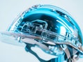 A blue safety helmet, rendered in 3D, isolated against a white background. Royalty Free Stock Photo