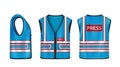 Blue safety vest for press with reflective stripes