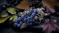 Silver And Blue Grapes Brooch: Elegant Autumn Style With Iolite Stone