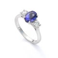 Blue Sapphire and Diamond Trilogy Ring