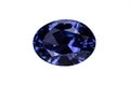 Blue Sapphire gemstone, top view. Oval cut, 1.25 carats. Royalty Free Stock Photo