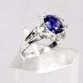 Blue sapphire white gold ring