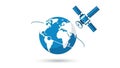 Blue Satellite Orbiting Earth with Global Connectivity Graphic Royalty Free Stock Photo