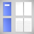 Blue satin color Cover Note Book and blank paper