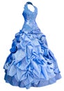 Blue satin evening dress, over white Royalty Free Stock Photo