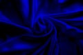 Blue silk delicate fabric spun and draped