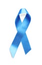 Blue satin ribbon on white background. Colon cancer awareness concept Royalty Free Stock Photo