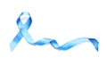 Blue satin ribbon on white background. Colon cancer awareness concept Royalty Free Stock Photo