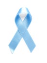 Blue satin ribbon on white background. Prostate cancer awareness concept Royalty Free Stock Photo