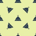 Blue Sauna hat icon isolated seamless pattern on yellow background. Vector