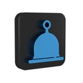 Blue Sauna hat icon isolated on transparent background. Black square button.