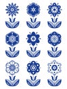 Blue scandinavian flowers. Element for design creation