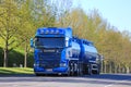 Blue Scania Tank Truck in Town