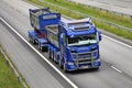 Blue Scania Truck Cassette Trailer Hauls Load