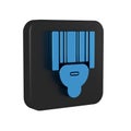 Blue Scanner scanning bar code icon isolated on transparent background. Barcode label sticker. Identification for