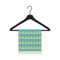 Blue scarf on coat-hanger flat icon