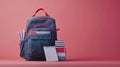The blue school backpack.AI generated image Royalty Free Stock Photo