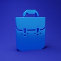 Blue School backpack icon isolated on blue background. Minimalism concept. 3D render illustration Royalty Free Stock Photo