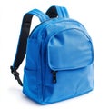A blue school backpack isolated on white background. - Generative ai. Royalty Free Stock Photo