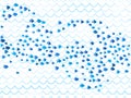 Blue school of fish swimming pattern vector print. Royalty Free Stock Photo