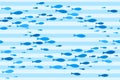 Blue school of fish swimming seamless pattern