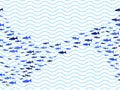 Blue school of fish swimming seamless pattern vector print. Royalty Free Stock Photo