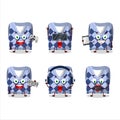 Blue school vest cartoon character are playing games with various cute emoticons Royalty Free Stock Photo