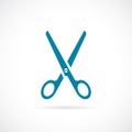 Blue scissors vector icon