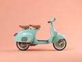 Blue scooter on pink background 3 D illustration