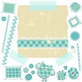 Blue scrapbook kit Royalty Free Stock Photo