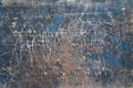 Blue scratched grunge wall texture