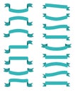 Blue scroll banners. Vector waving ribbons