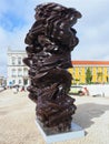 Blue Sculpture by Tony Cragg named stack in Lisbon Portugal