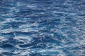 Blue sea background. Vessel ocean wake. Marine waves. Outdoor